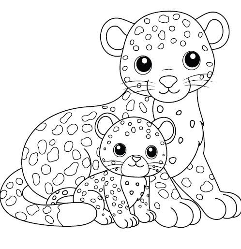 Ausmalbild Jaguar Animals in Costa Rica's Rainforest – Coloring Pages